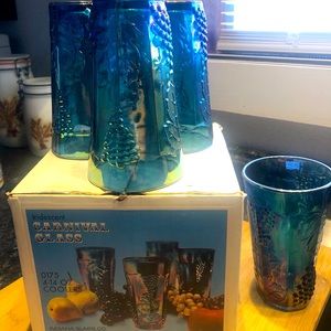 Iridescent carnival glass 14oz coolers in original box.